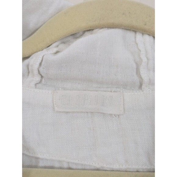 CP Shades 3/4 Sleeve White Linen Blend Blouse Top Hooded Gauzy Double Fabric S - Picture 2 of 7
